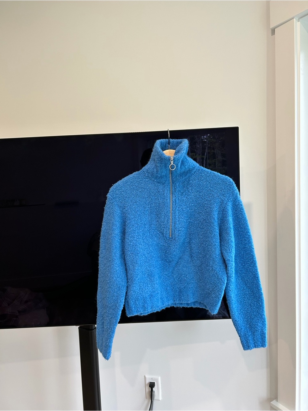 Aritzia Wilfred Bright Blue Half-Zip Turtleneck Sweater
